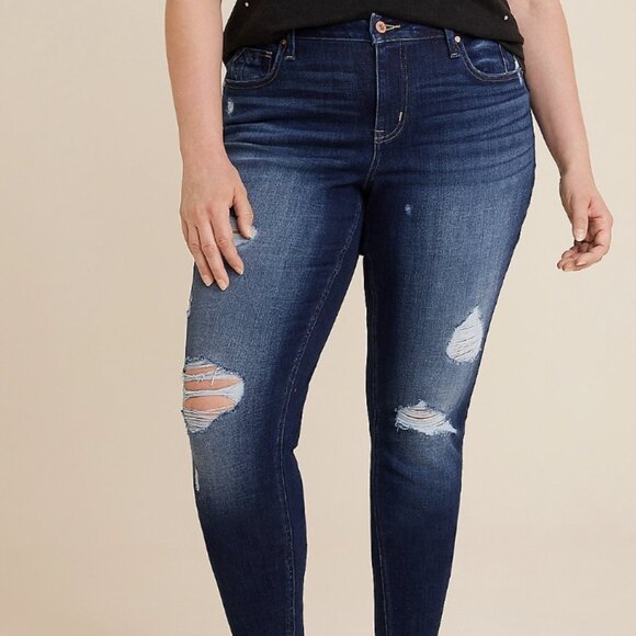 Plus Size edgely™ Curvy High Rise Ripped Super Skinny Jean - Picture 1 of 2